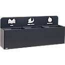 Bica recycleerbak 811, 3 x 20 liter, wandgemonteerd, gepoedercoat staal, B 1140 x D 290 x H 450 mm, zwart