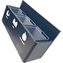 Bica recyclingbak 812, 3 x 15 liter, wandgemonteerd, gepoedercoat staal, kunststof binnenemmer, B 865 x D 290 x H 450 mm, antraciet