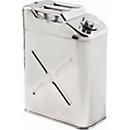 Bidon de stockage et de transport, acier inoxydable 1.4301 poli, 20 l, L 170 x P 340 x H 470 mm, bouchon à vis, valve de ventilation