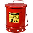 Bidon pour déchets huileux, couvercle à fermeture automatique, avec pédale, tôle d'acier, Ø 350 x H 460 mm, 38 l, rouge