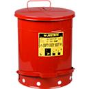 Bidon pour déchets huileux, couvercle à fermeture automatique, avec pédale, tôle d'acier, Ø 395 x H 510 mm, 53 l, rouge