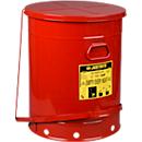 Bidon pour déchets huileux, couvercle à fermeture automatique, avec pédale, tôle d'acier, Ø 460 x H 600 mm, 80 l, rouge