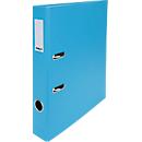 Biella Ordner Plasticolor, A4, Rückenbreite 40 mm, Hebelmechanik, Griffloch, auswechselbares Rückenschild, Polypropylen, hellblau