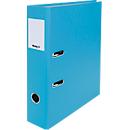 Biella Ordner Plasticolor, A4, Rückenbreite 70 mm, Hebelmechanik, Griffloch, auswechselbares Rückenschild, Polypropylen, hellblau