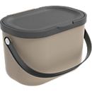 Bioabfalleimer ALBULA, 3,2 Liter Fassungsvermögen, Bügelgriff, recycleter Kunststoff, B 172 x T 222 x H 147 mm, braun