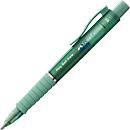 Biros Faber-Castell Poly Ball View, couleur d'écriture bleue, largeur de trait 0,6 mm, résistant aux documents, recharge remplaçable, grip caoutchouc, vert