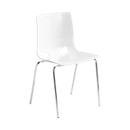 Bistro chair FONDO, 4-leg plastic chair, chromed frame, stackable up to 6 chairs, white