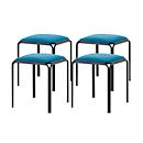 Bistro kruk, 4 stuks, fluwelen zitting, blauw