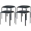 Bistro kruk, 4 stuks, fluwelen zitting, zwart