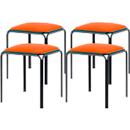 Bistro kruk, 4 stuks, zitting kunstleer, roest