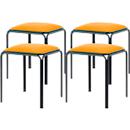 Bistro kruk, 4 stuks, zitting kunstleer, saffraan