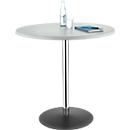Bistrotisch LENA Ø 800 x H 760 mm, lichtgrau, rund, melaminbeschichtet, Tellerfuß verchromt
