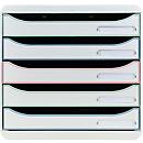 Bloc à tiroirs Big Box Exacompta - en plastique recyclé - pour A4/A4+ - 5 tiroirs fermés - gris et coloris assortis