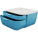 Bloc à tiroirs Leitz® Cosy, sécurité alimentaire, pour A4 et A5, 2 tiroirs, avec pieds en caoutchouc, L 251 x P 275 x H 143 mm, bleu