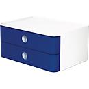 Bloc à tiroirs Smart-Box HAN Allison, 2 tiroirs avec cloisons de séparation, Support pour câble, empilable, plastique ABS, bleu royal
