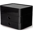 Bloc à tiroirs Smart-Box Plus HAN Allison, 2 tiroirs avec cloisons de séparation, Tiroir-plumier, empilable, plastique ABS, noir