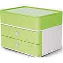 Bloc à tiroirs Smart-Box Plus HAN Allison, 2 tiroirs avec cloisons de séparation, Tiroir-plumier, empilable, plastique ABS, vert