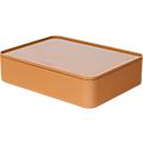 Bloc à ustensile Allison HAN organiseur intelligent, empilable, avec couvercle, pieds antidérapants en caoutchouc plastique ABS, brun caramel