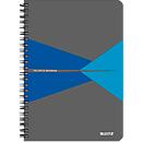 Bloc collège Office 445800 LEITZ®, format A5, reliure plastifiée, quadrillé, bleu