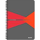 Bloc collège Office 445800 LEITZ®, format A5, reliure plastifiée, quadrillé, rouge