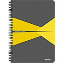 Bloc collège Office 449800 LEITZ®, format A5, PP, quadrillé, jaune