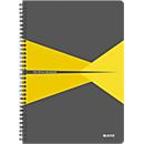Bloc collège Office 464700 LEITZ®, format A4, reliure plastifiée, quadrillé, jaune