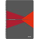 Bloc collège Office 464700 LEITZ®, format A4, reliure plastifiée, quadrillé, rouge