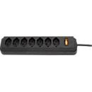 Bloc multiprise 7 prises, noir, avec interrupteur