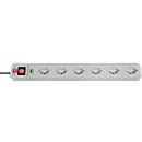 Bloc multiprise avec antisurtension Eco-Line 13500 A, 6 prises, gris