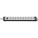 Bloc multiprise Premium-Line, 10 prises, noir/gris clair