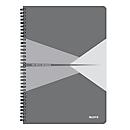 Bloc-notes Leitz Office, format A4, 90 feuilles quadrillées, s'ouvre à 360°, reliure à spirales, couverture cartonnée, certifié FSC®, gris