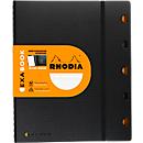 Bloc-notes Rhodia ExaBook, 80 feuilles, DIN A4+, 90 g/m², reliure à double spirale, intercalaires, règle, poche intérieure, quadrillé, avec marge et cadre