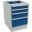 Bloco de gavetas para mesas de trabalho com 550 mm de largura, com base