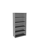 Boekenkast, 5 OH, fijne spaanplaat, B 1000 x D 450 x H 1930 mm, zilver