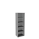 Boekenkast, 5 OH, fijne spaanplaat, B 600 x D 450 x H 1930 mm, zilver