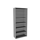 Boekenkast, 6 OH, fijne spaanplaat, B 1000 x D 450 x H 2300 mm, zilver