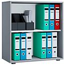 Boekenkast van hout, 2 OH, in hoogte verstelbare legborden, B 700 x D 400 x H 740 mm, grijs