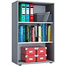 Boekenkast van hout, 3 OH, in hoogte verstelbare legborden, B 700 x D 400 x H 1050 mm, grijs