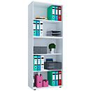 Boekenkast van hout, 5 OH, in hoogte verstelbare legborden, B 700 x D 400 x H 1780 mm, wit