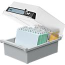 Boîte à fiches HAN, plastique, format A7, avec couvercle verrouillable, gris