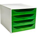 Boîte à tiroirs Exacompta ECOBOX, 4 tiroirs, verte, A4/A4+ – Rangement pour bureau et espace de travail