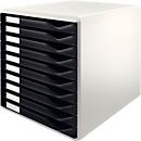 Boîte à tiroirs LEITZ®, 10 tiroirs, format A4, polystyrène, gris clair/noir