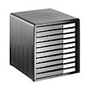 Boîte à tiroirs Rotho TIMELESS, 10 tiroirs fermés au format A4, empilable, L 345 x l 290 x H 320 mm, polystyrène, anthracite