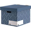 Boîte d'archives BANKERS BOX® Décor, carton certifié FSC®, L 390 x l 340 x H 291 mm, pour formats DIN A4, bleu ardoise, 5 pcs.