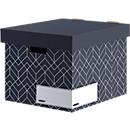 Boîte d'archives BANKERS BOX® Décor, carton certifié FSC®, L 390 x l 340 x H 291 mm, pour formats DIN A4, bleu nuit, 5 pcs.