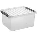 Boîte de rangement Sunware Q-line - couvercle - clips de fermeture - transparent - L 500 x l 400 x H 260 mm - 36 l