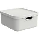 Boîte de transport Rotho Albula, volume 20 l, empilable, avec couvercle amovible et trous de préhension, L 395 x l 355 x H 177 mm, plastique recyclé, blanc