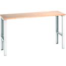 Bott Arbeitstisch cubio, manuell höhenverstellbar, Buche-Multiplexplatte, B 2000 x T 750 x H 740-1140 mm, bis 600 kg, enzianblau/lichtgrau