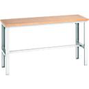 Bott cubio werktafel, handmatig in hoogte verstelbaar, beuken multiplex blad, B 2000 x D 750 x H 740-1140 mm, tot 600 kg, lichtgrijs RAL 7035