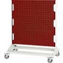Bott mobiles Lochplatten-System Perfo Rack, 6 Lochplatten, B 1000 x T 550 x H 1250 mm, Stahl, lichtgrau RAL 7035/purpurrot RAL 3004